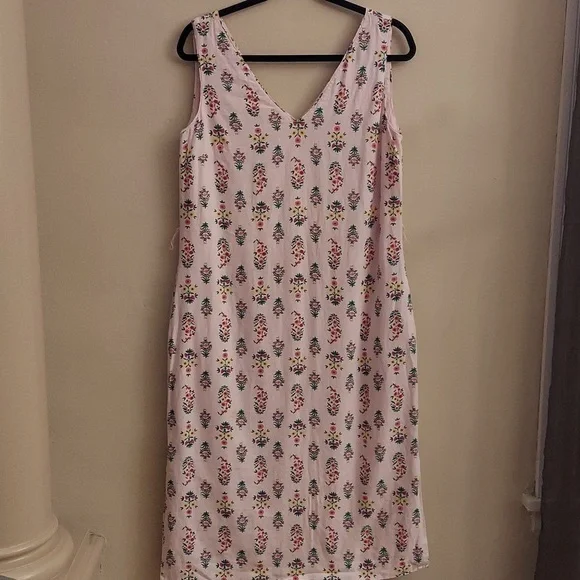 ANN TAYLOR Floral Linen Blend Lined Pink Dress - Picture 3 of 13